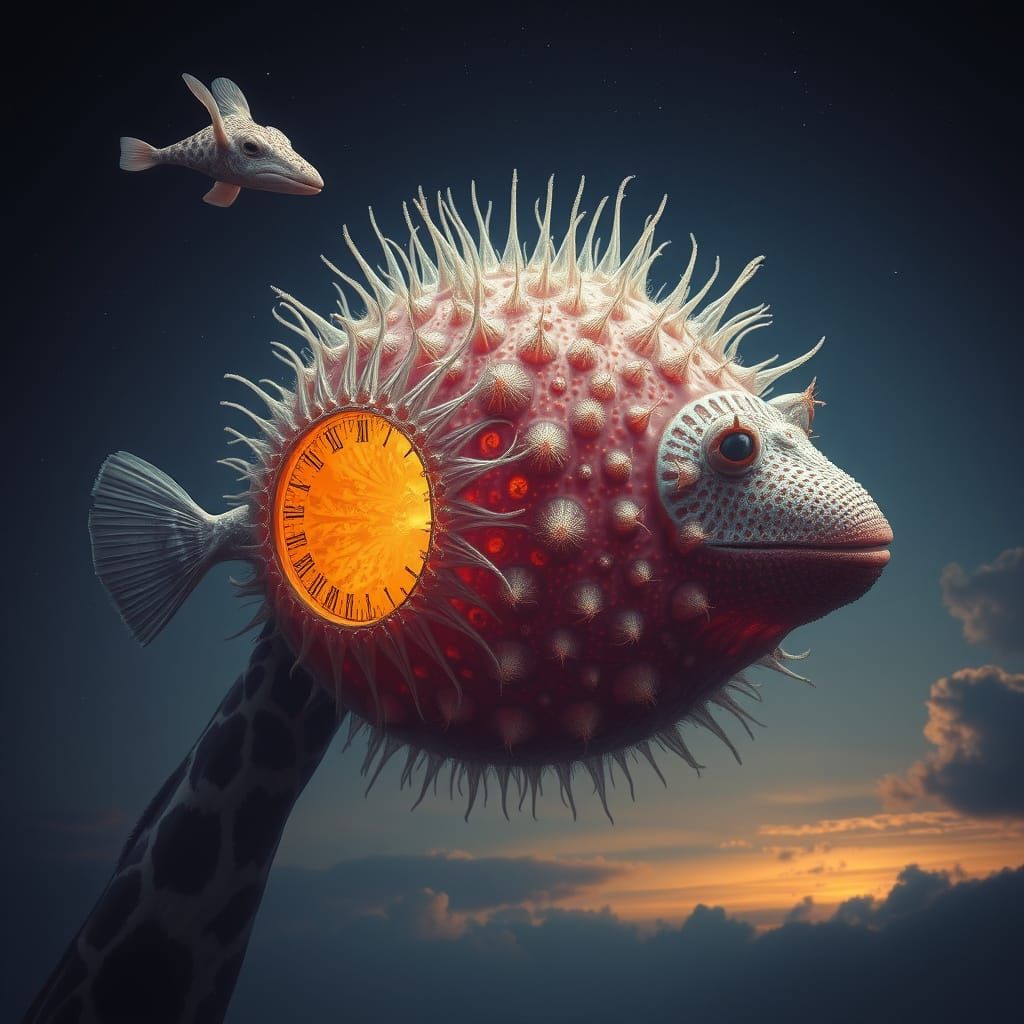 Surreal Lifeform Explosion: Giraffe Pufferfish Plutonium