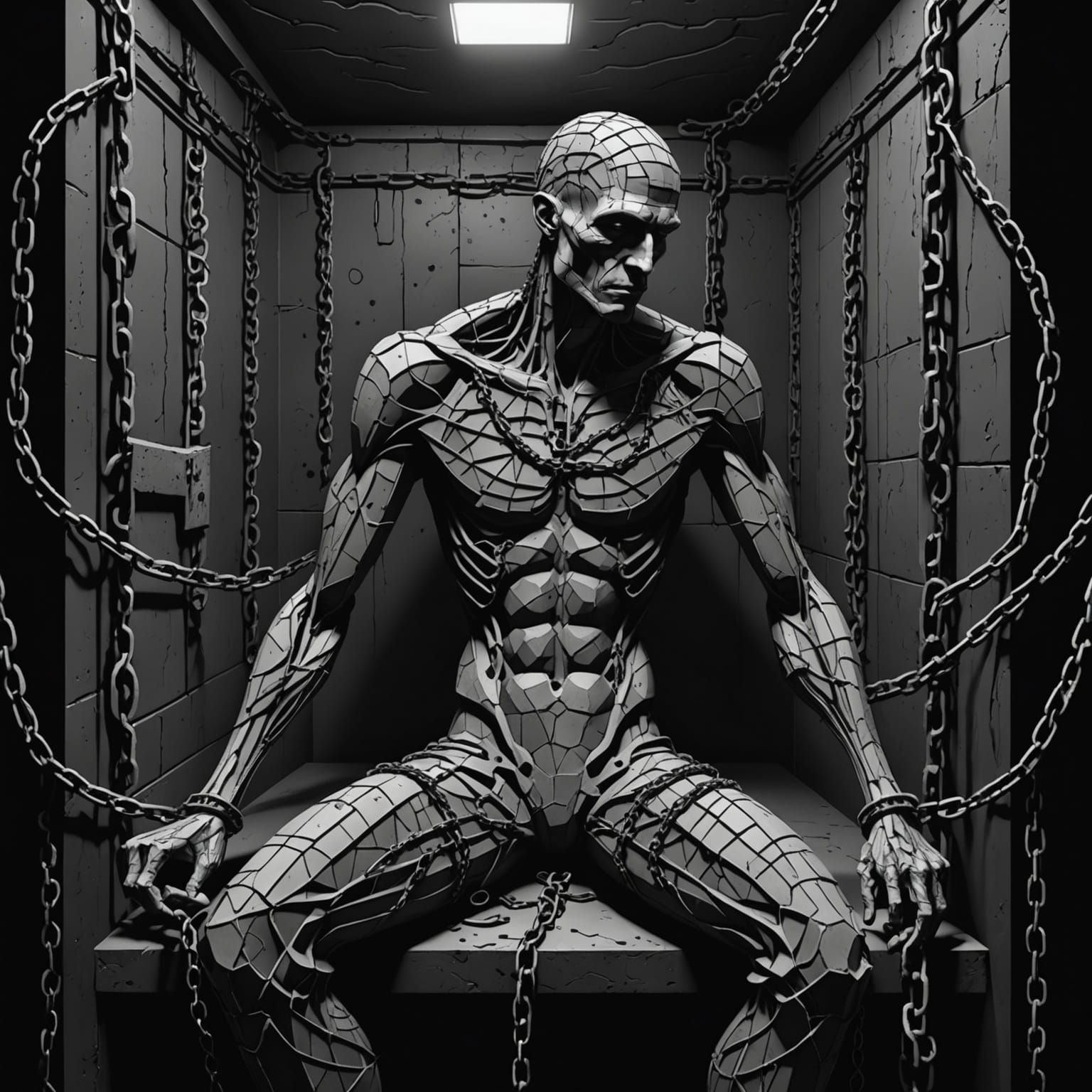 Concrete Giant in Dark Prison Cell