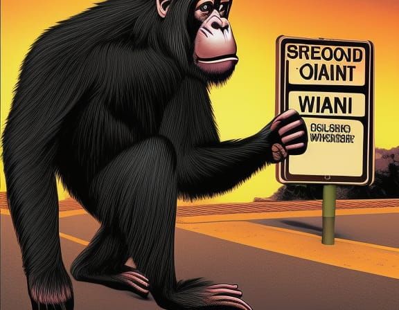 Chimpanzee Traffic Warden in Comic Book Art Style
