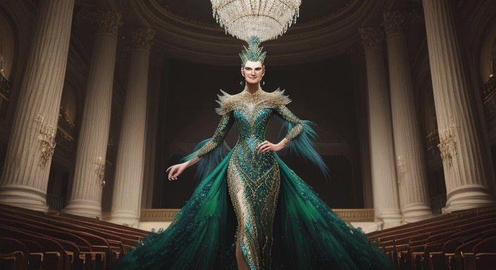 Ethereal Peacock Haute Couture on the Parisian Runway