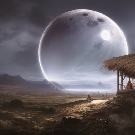 Surreal Moon-Bread Fusion: A Matte Painting Masterpiece