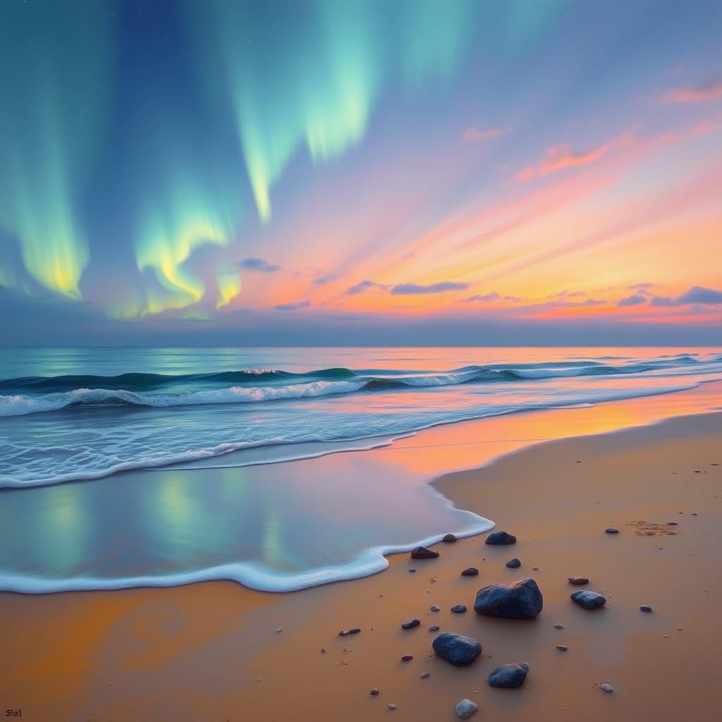 Twilight Beach Aurora