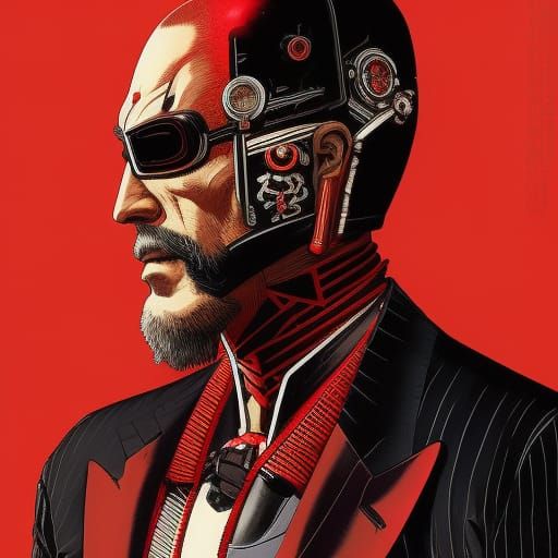 Cybernetic Yakuza Hitman Illustration in Gritty Style