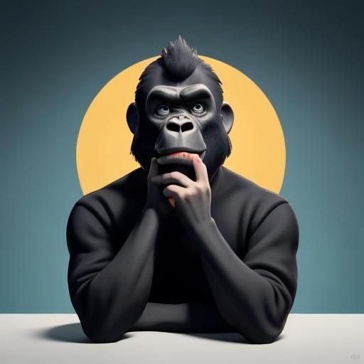 Gorilla Sipping Coffee in Pop Art Style