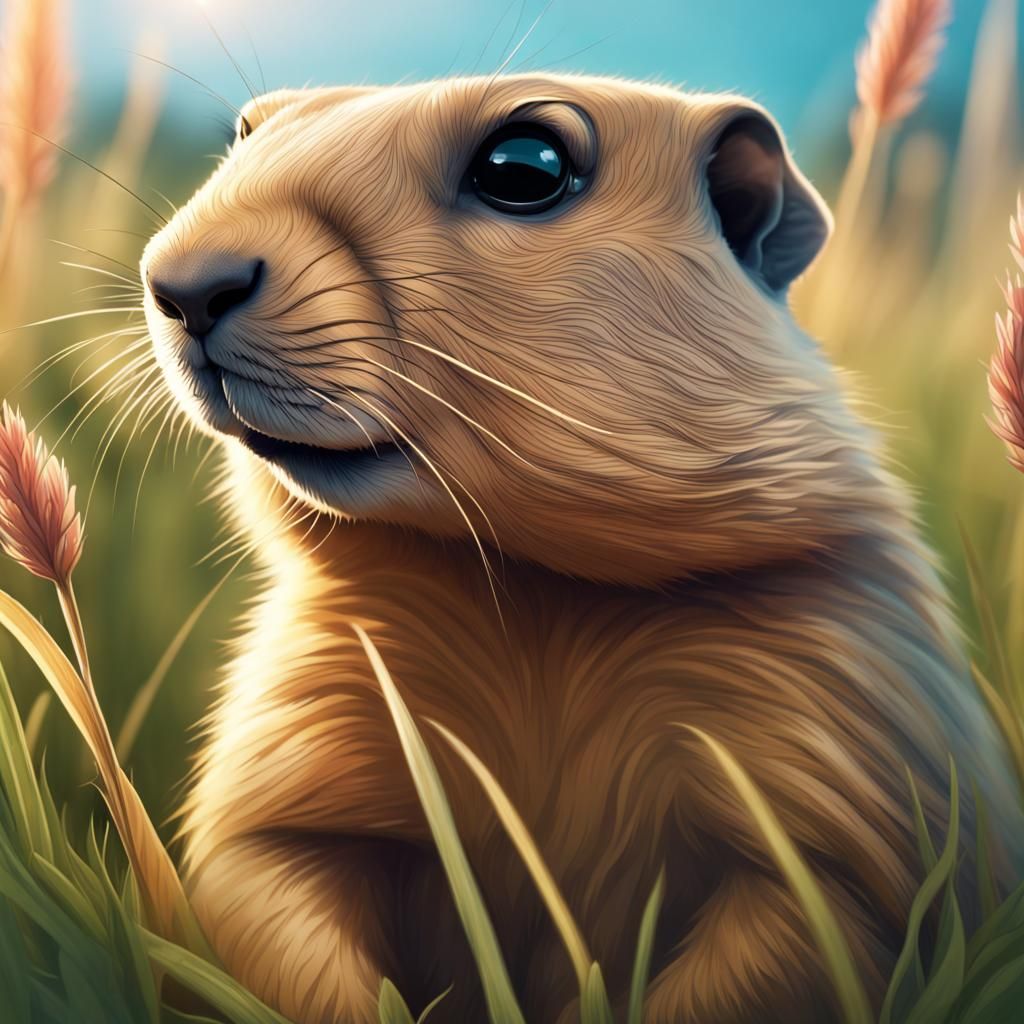 Prairie Dog Portrait, Detailed Digital Art
