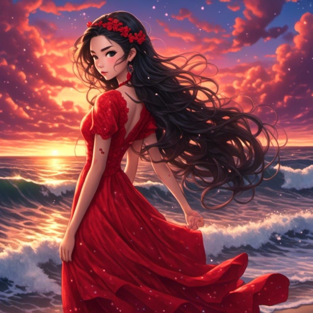 Lana Condor Chibi Doll on a Beach