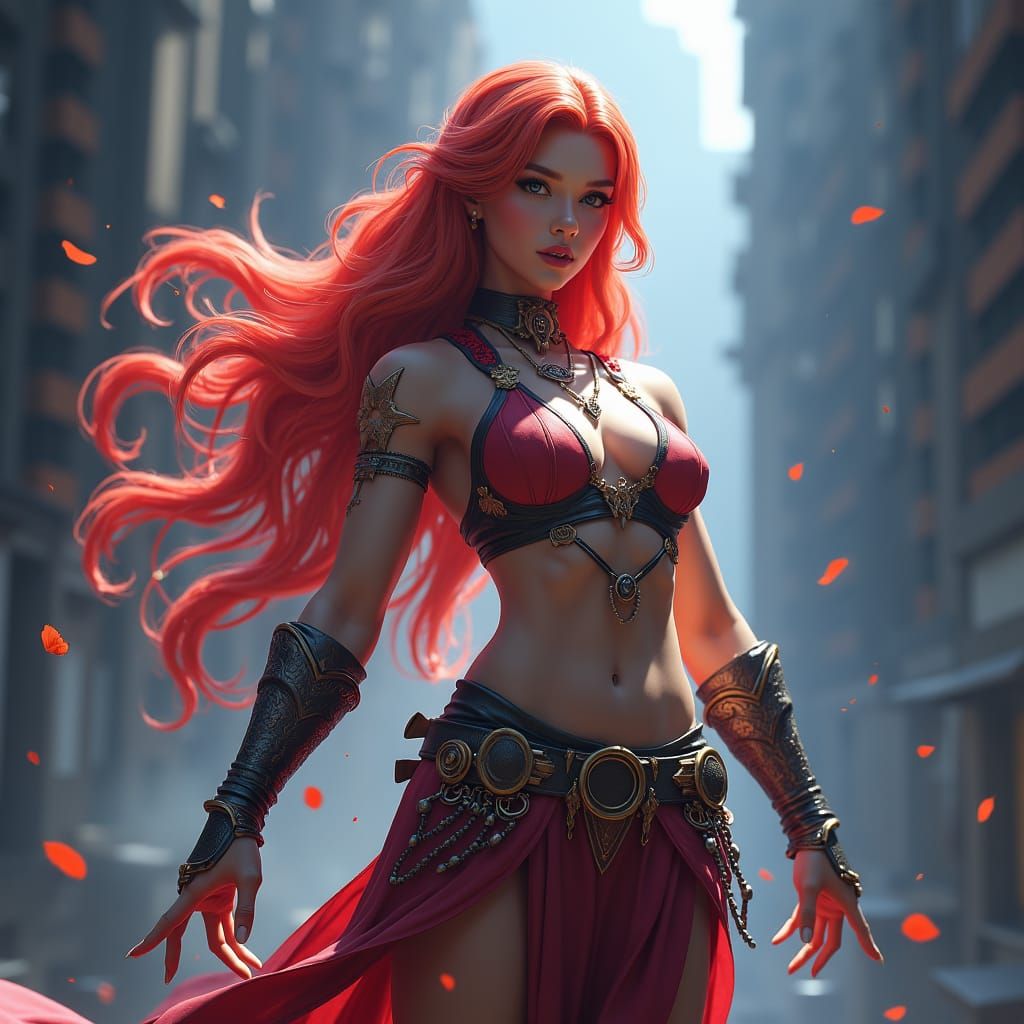 Detailed Matte Painting of Muscular Women