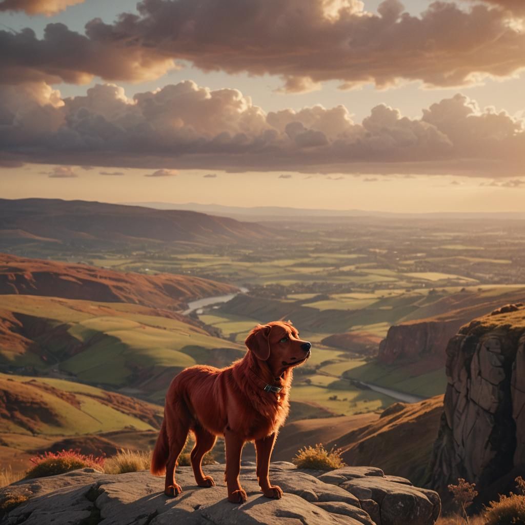 Clifford on a Cliff: Cinematic Film Still