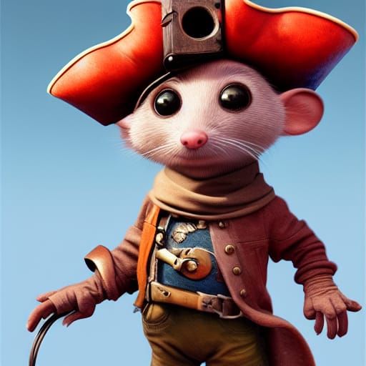 Cyberpunk Pirate Mouse in Pixar Style