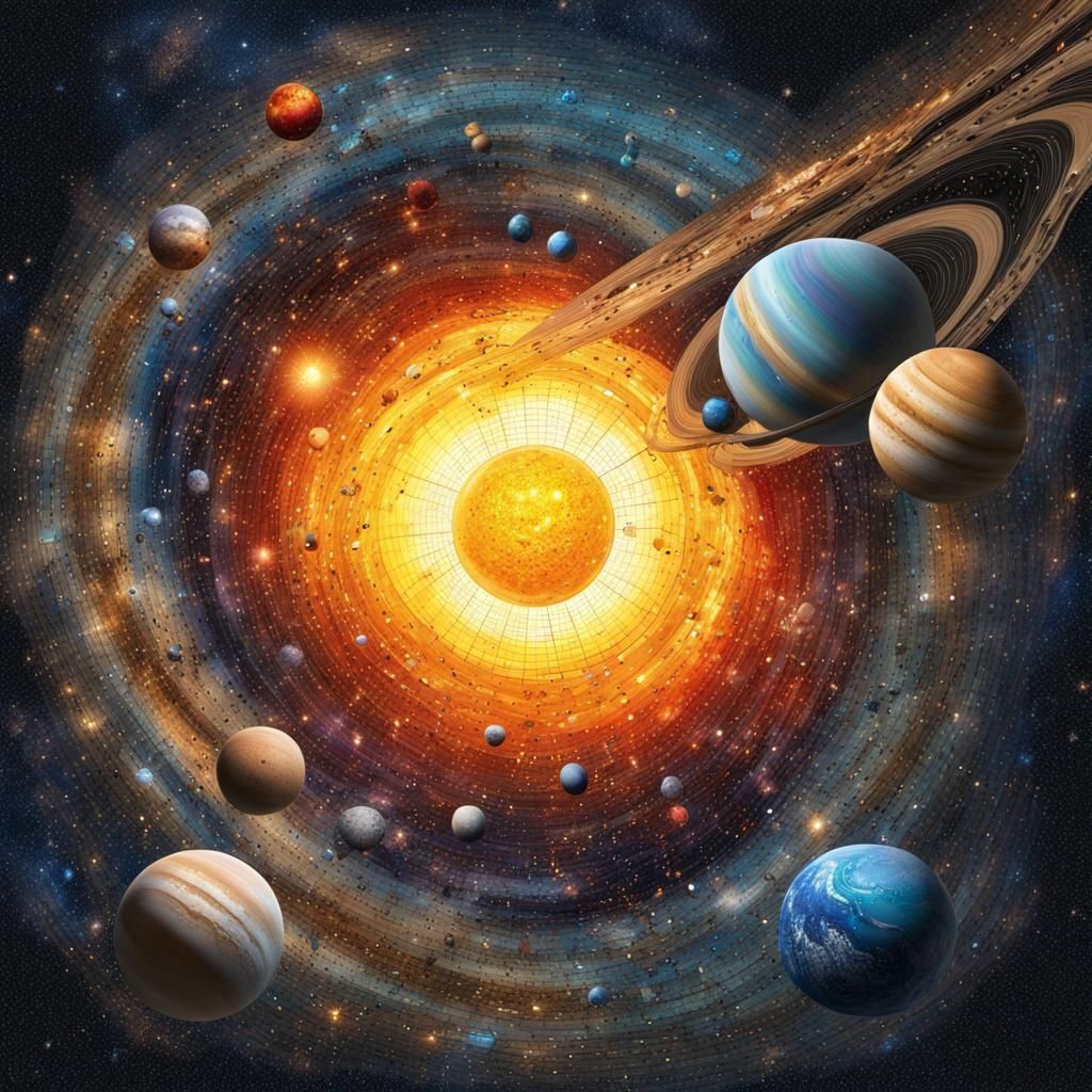 Cosmic Mosaic of the Solar System in Splash Art