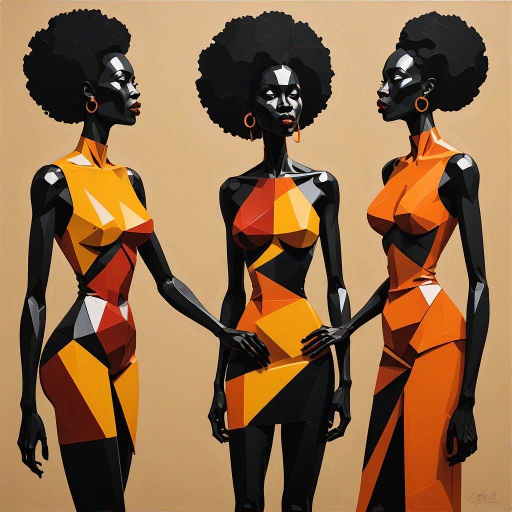 Sisters in Tense Conversation, Minimalist Style