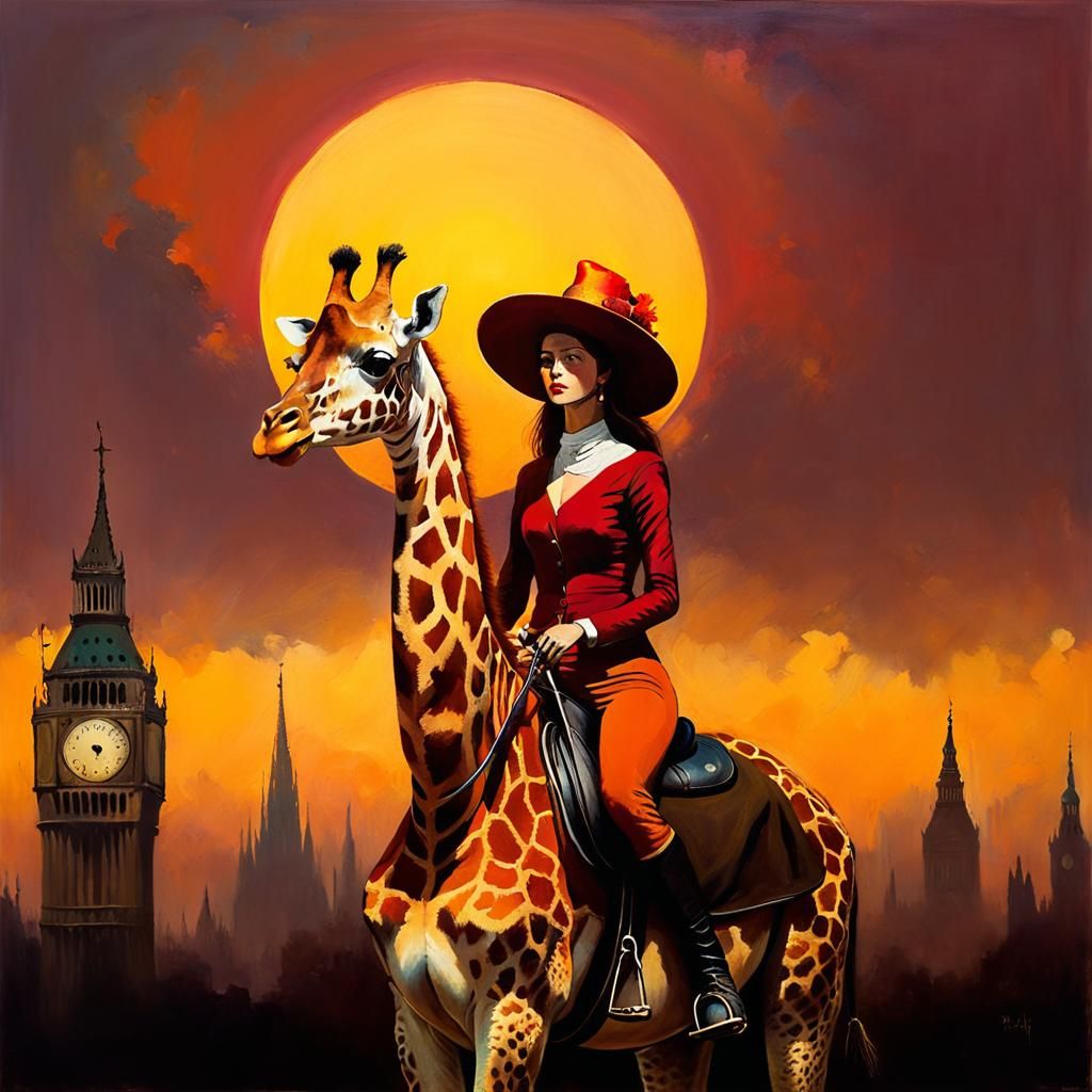 Surreal Giraffe Ride Through Dystopian London