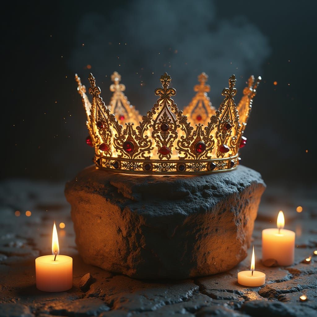 Ornate Halo Crown on Stone Pedestal