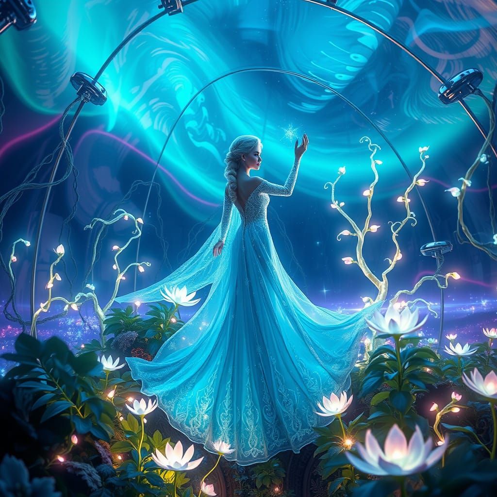 Ethereal Botanical Wonderland in Zero-Gravity