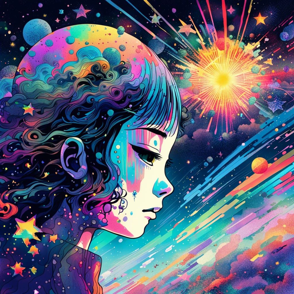 Psychedelic Crying Eye: Cosmic Surrealism in Digital Art