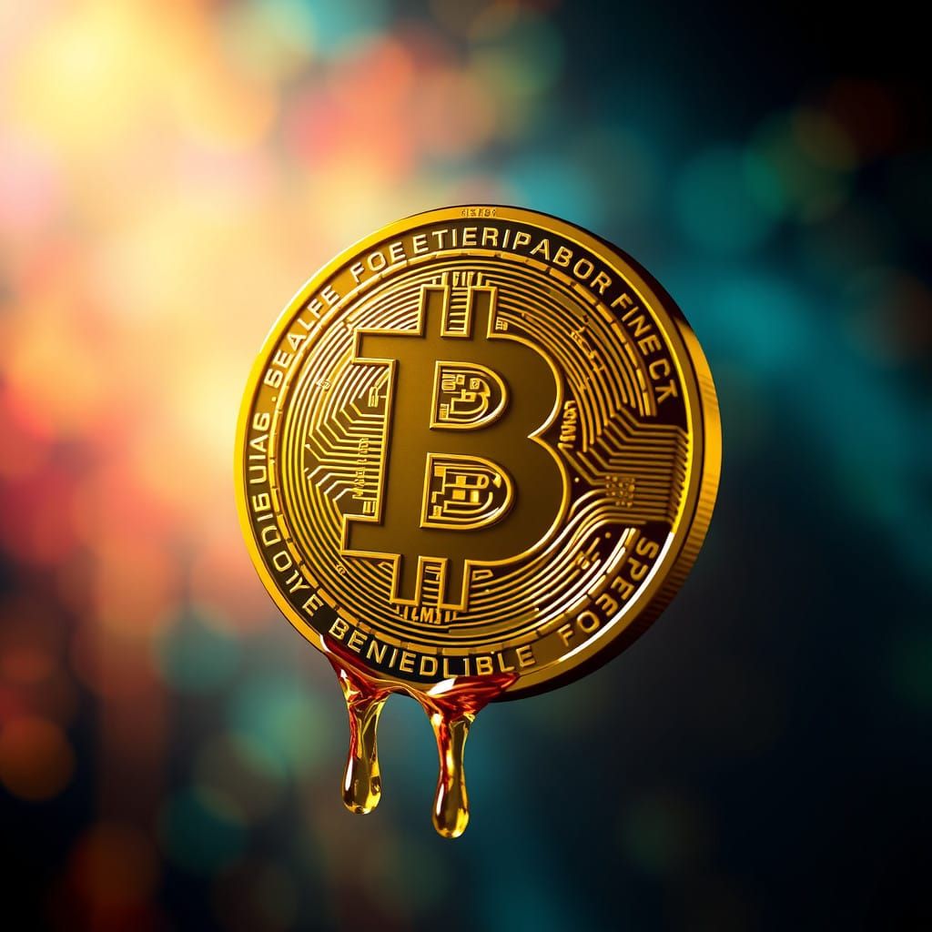 Luxurious Bitcoin Symbol in Liquid Gold