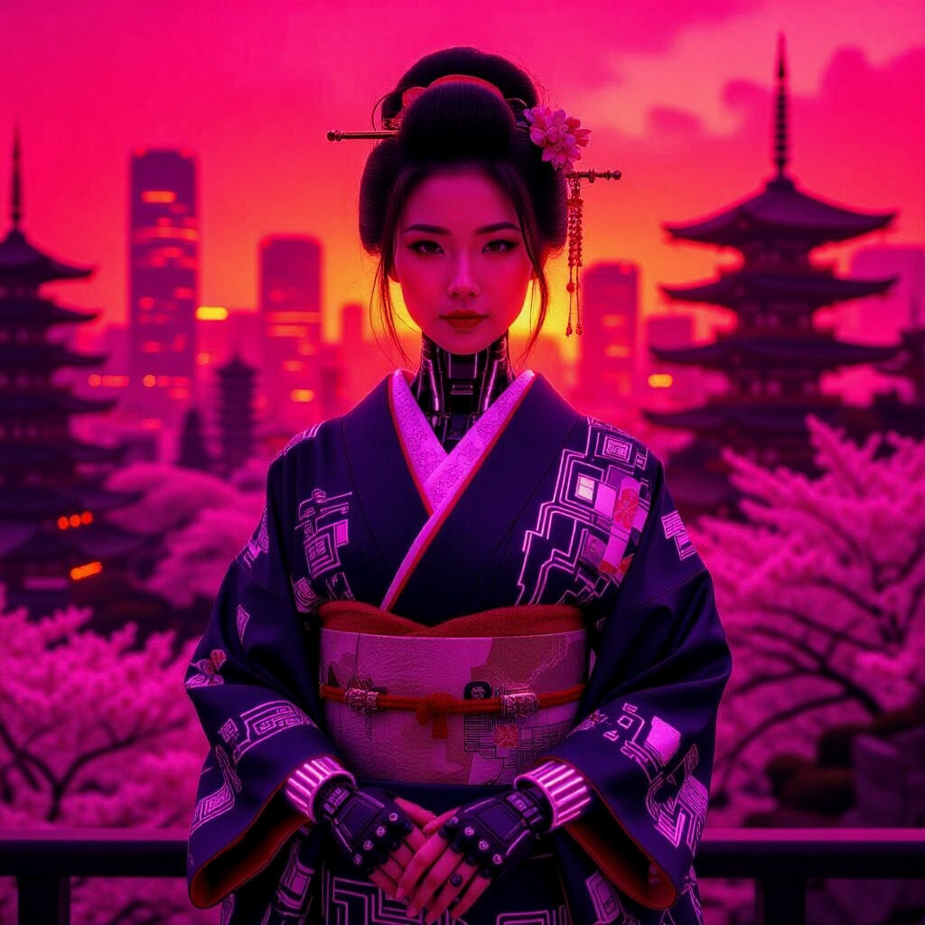 Futuristic Japanese Woman with Cybernetic Enhancements