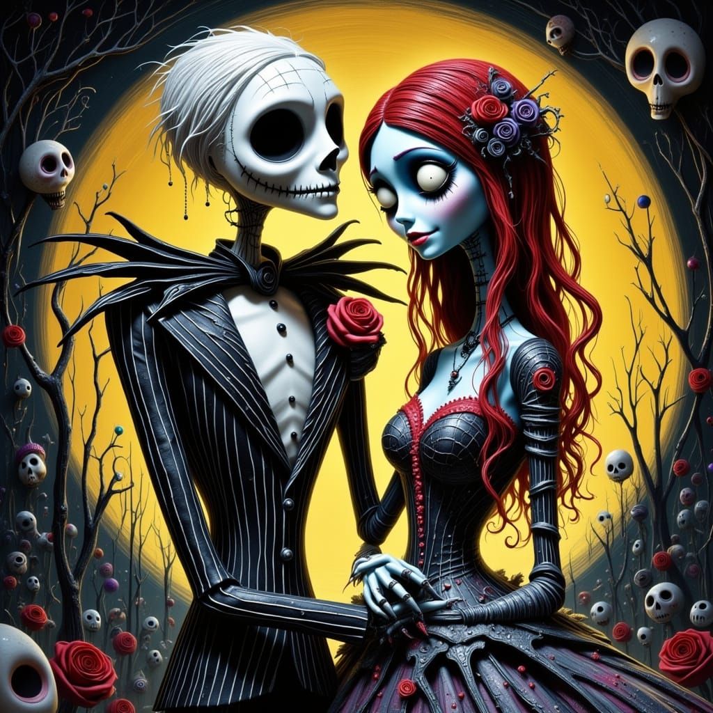 Surreal Romantic Portrait of Gothic Love
