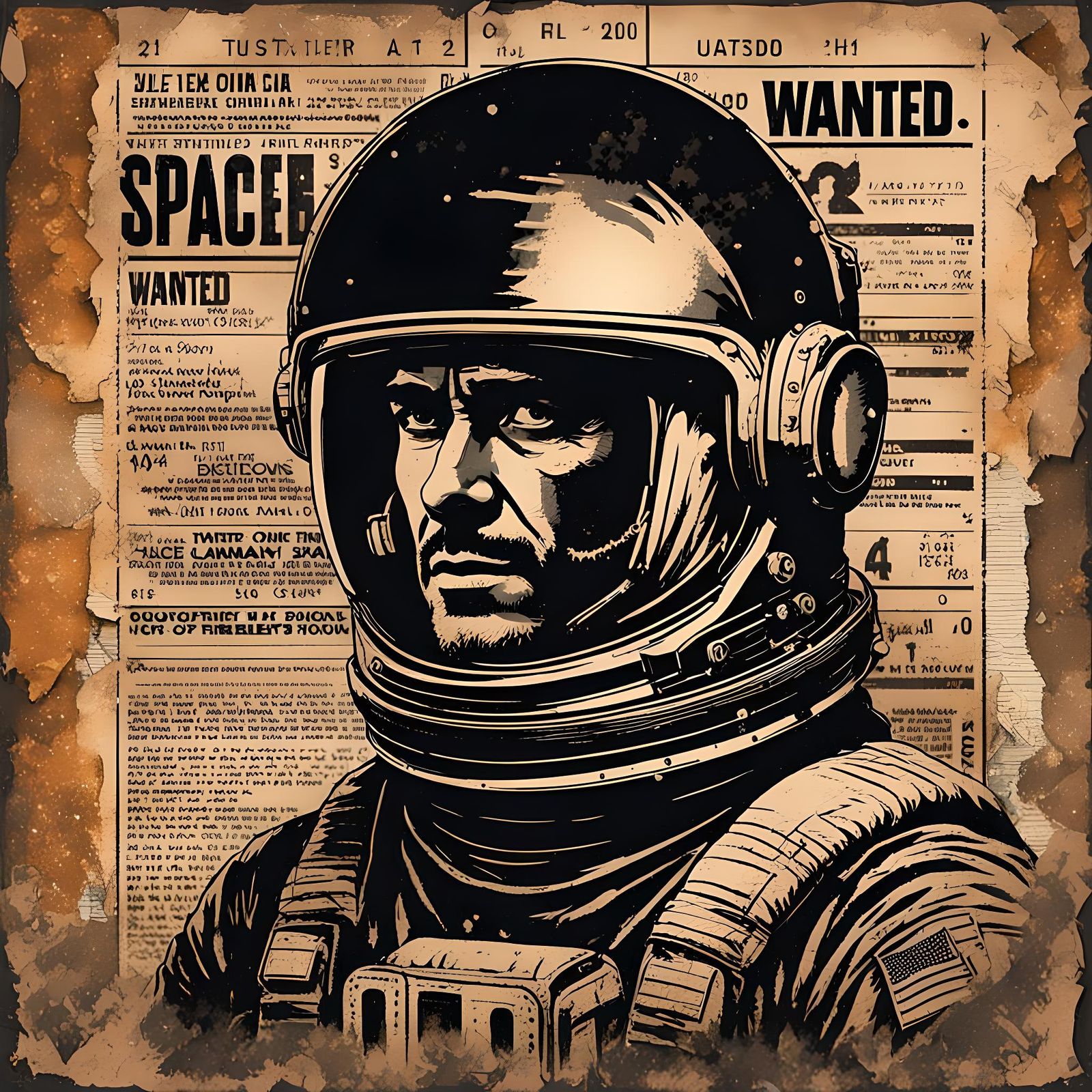 Interstellar Wanted Poster in Space Noir Style