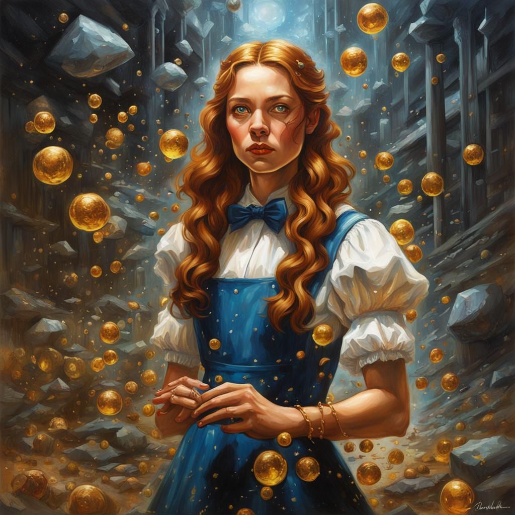 Hyperrealistic Woman in Alchemical Oil Splatter, Action Pose