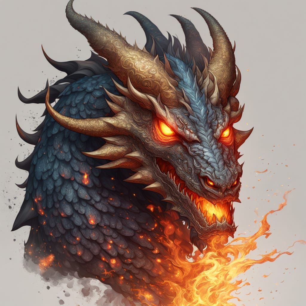 Hyper-Realistic Dragon Portrait in Golden Hues