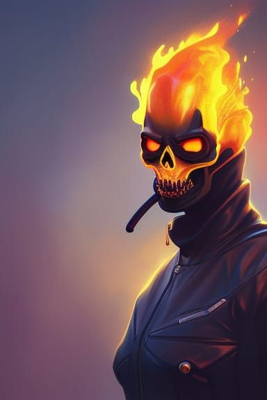 Ghost Rider Portrait in Hyperdetailed Style