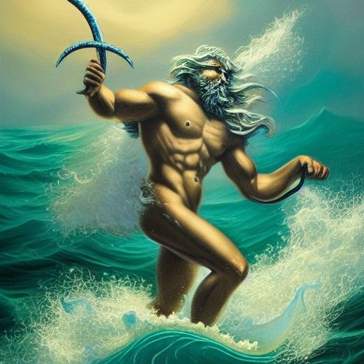 Poseidon Rising: A Hyperrealistic Opalescent Vision