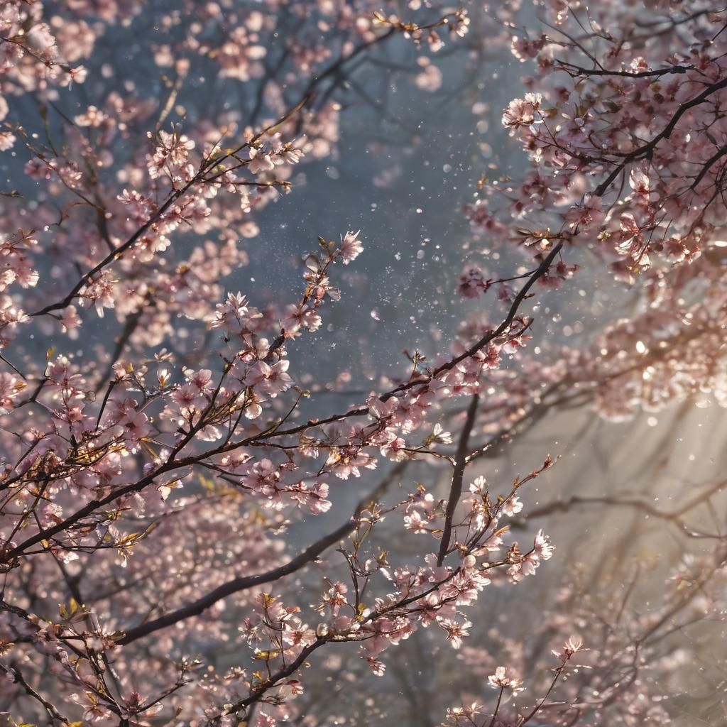 Glowing Sakura Blossoms in Morning Light