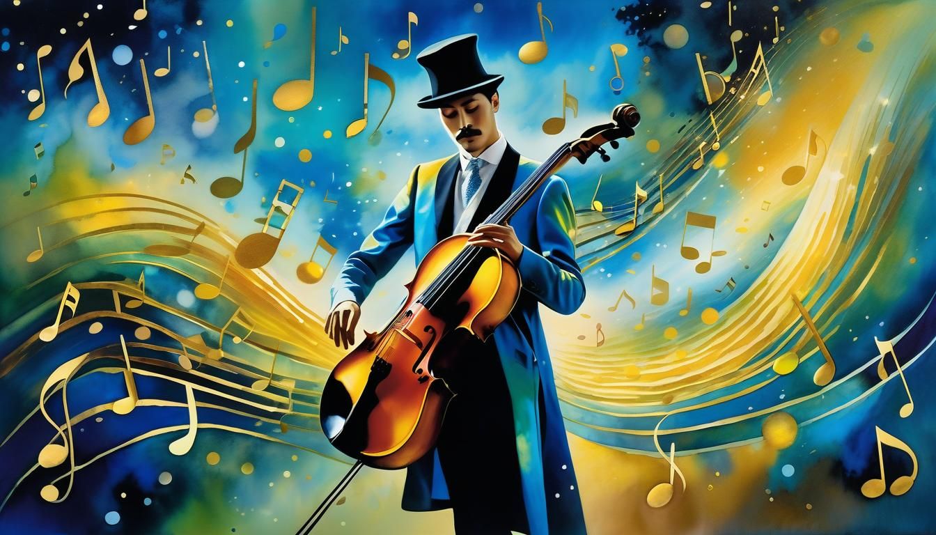 Surreal Musician in Esoteric, Rhythmic Environment