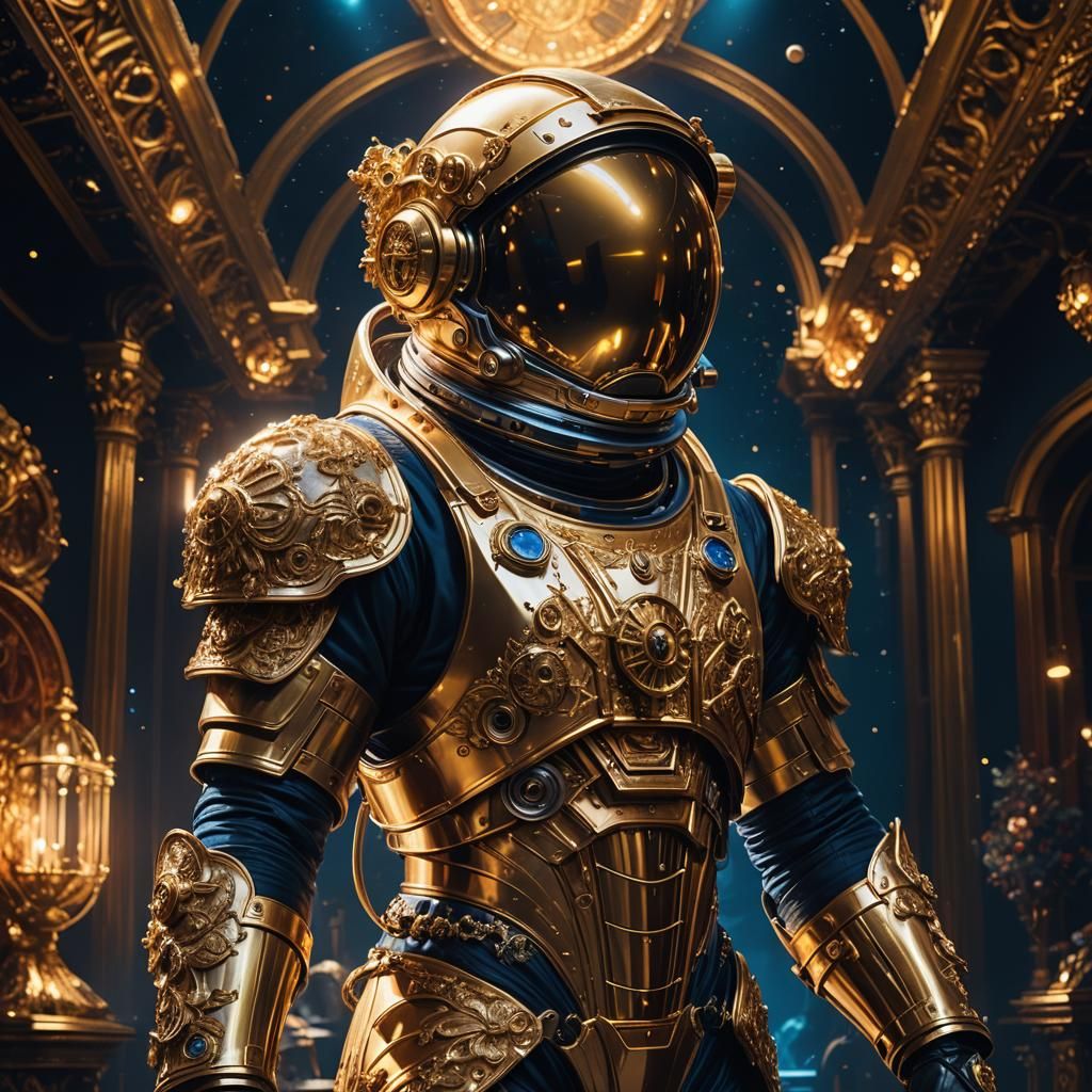 Astronaut Recites Shakespeare in Victorian Splash Art