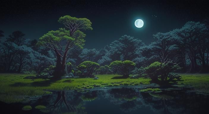 Alien Landscape Under Three Moons