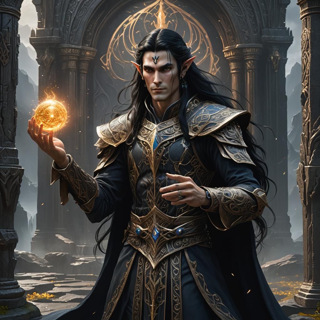 Elf Feanor with Silmarils: Fantasy Concept Art