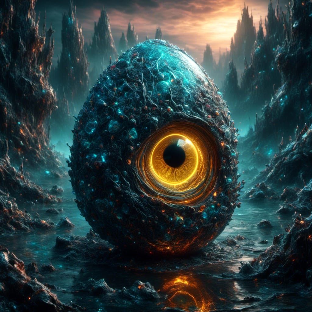 Sleestak Alien Hatching in Chromatic Surrealism
