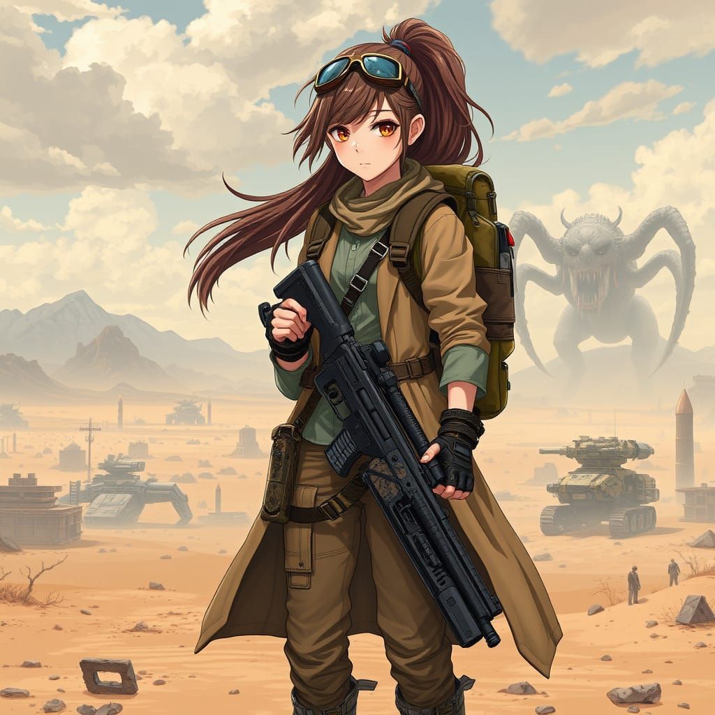 Nomadic Warrior in Sci-Fi Desertpunk Style