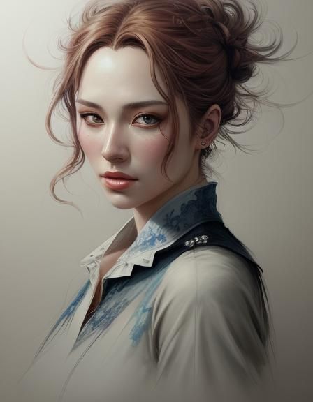 Enchanting Woman Portrait in Digital Illustration Style