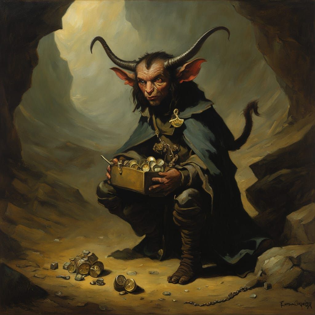 Mischief in the Shadows: A Chiaroscuro Portrait of a Tieflin...