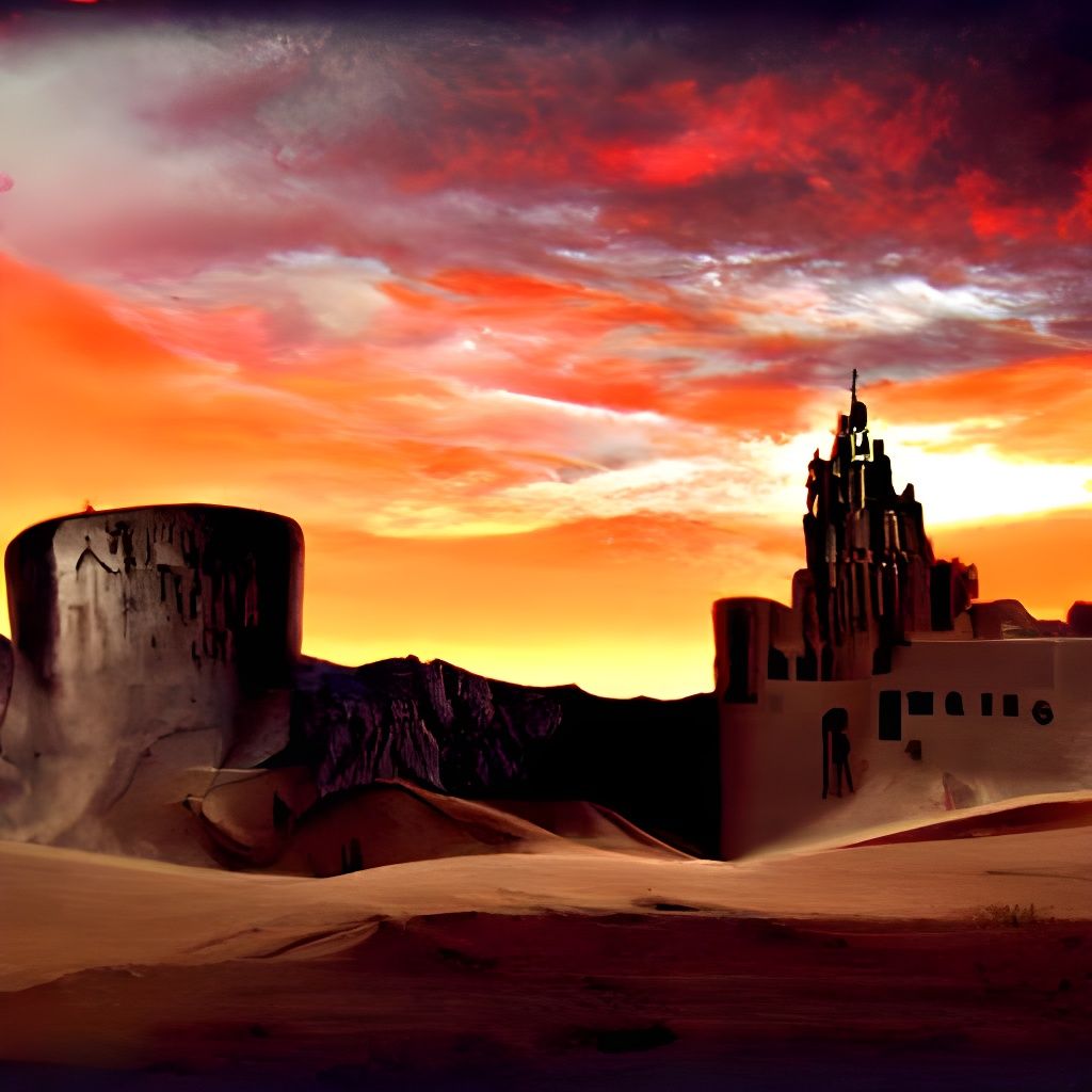Desert Castle Under Siege Matte Painting