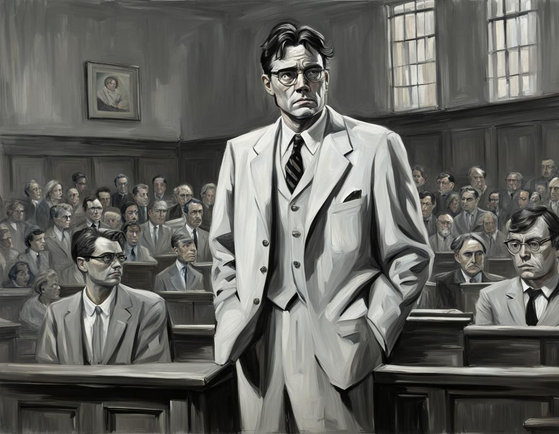 Atticus Finch in Courtroom, Classic Oil Painting