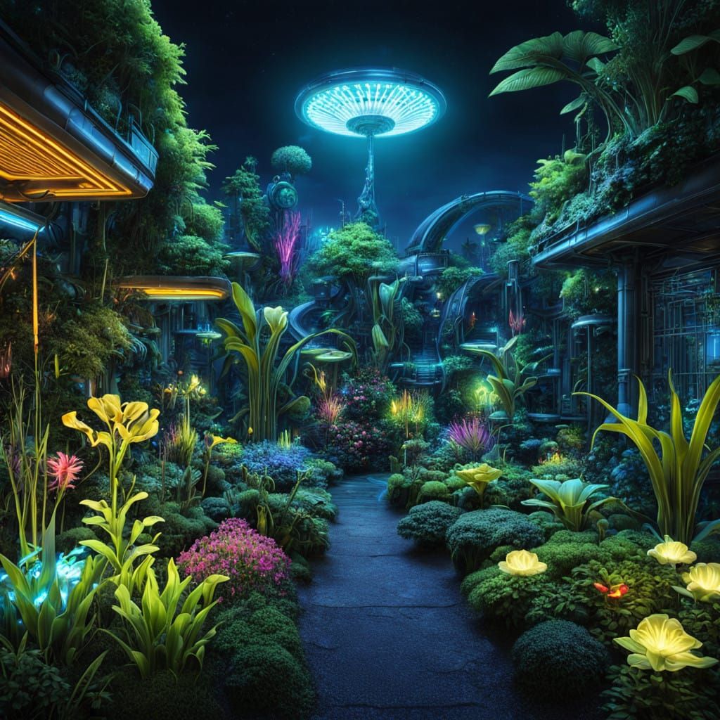 Cyberpunk Botanicals in a Futuristic Alien Garden