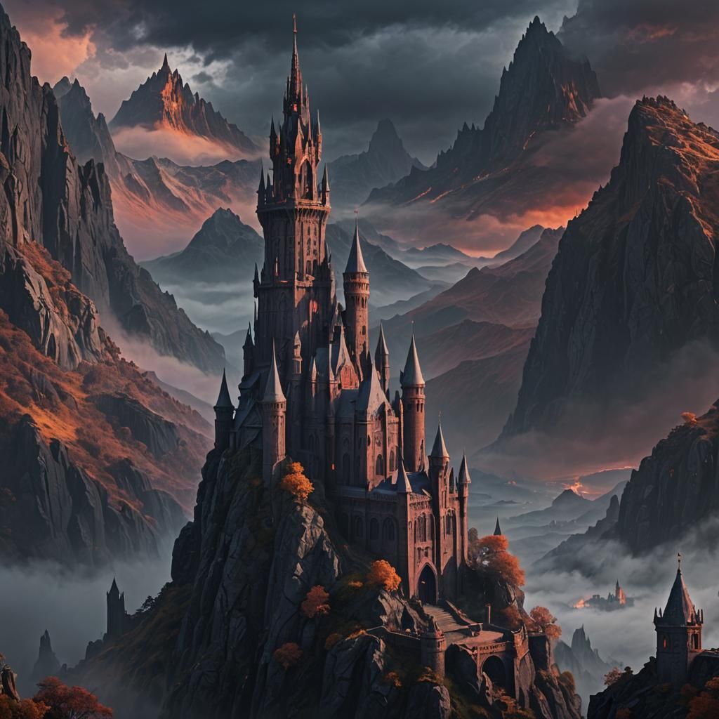 Ominous Tower of Sauron in Gothic Architecture