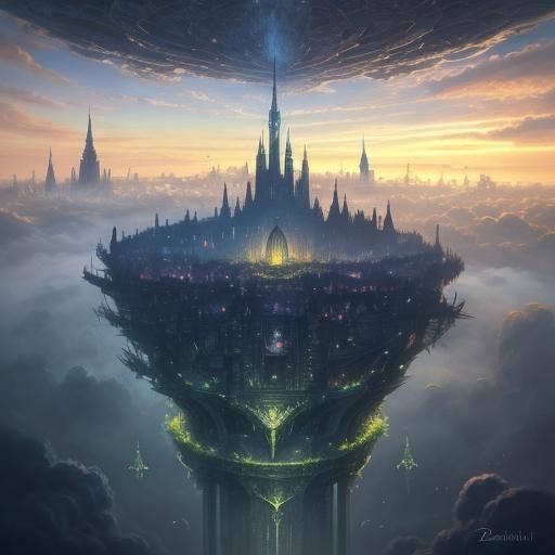 City in the Clouds: A Surrealist Dreamscape