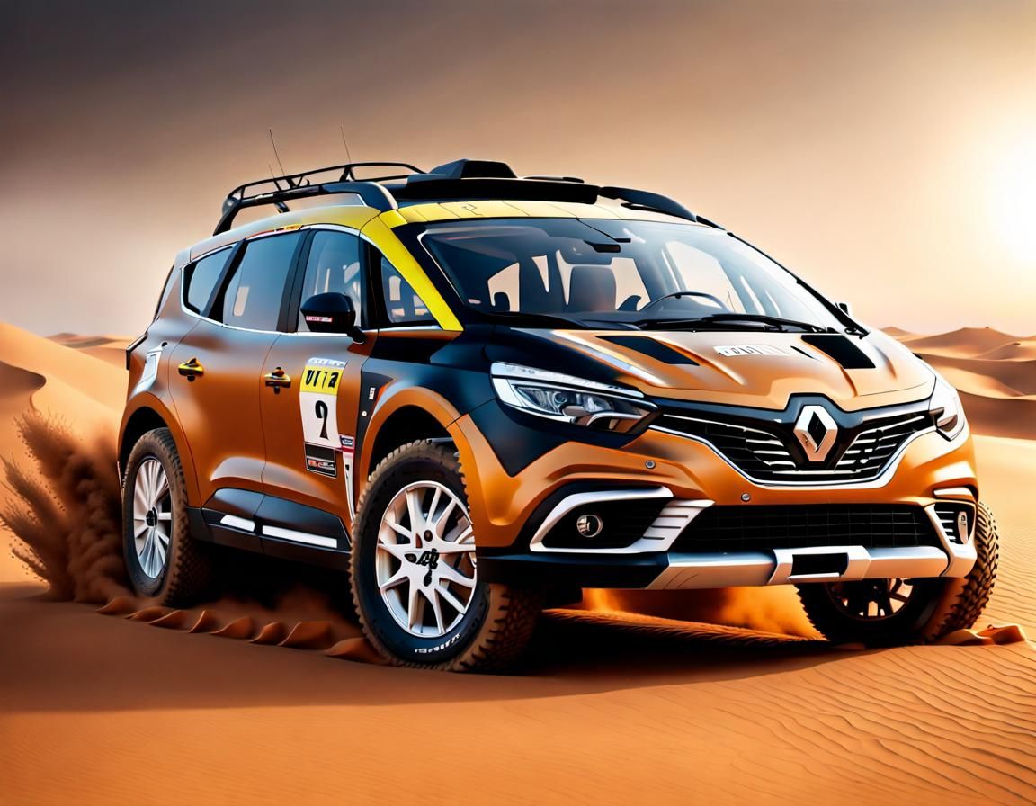 Renault Grand Scenic Rally Dakar Race in Desert