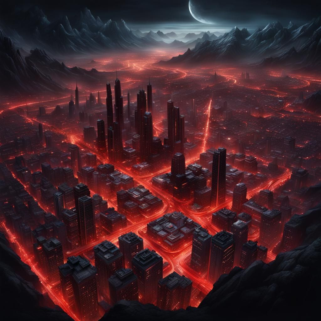 Spectacular Night Cityscape from Above