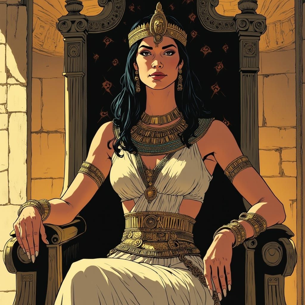 Ancient Egyptian Queen in Cyberpunk Temple