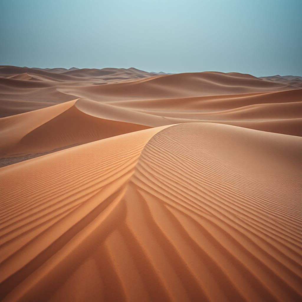 Hyperrealistic Sand Dunes in a Desert Landscape