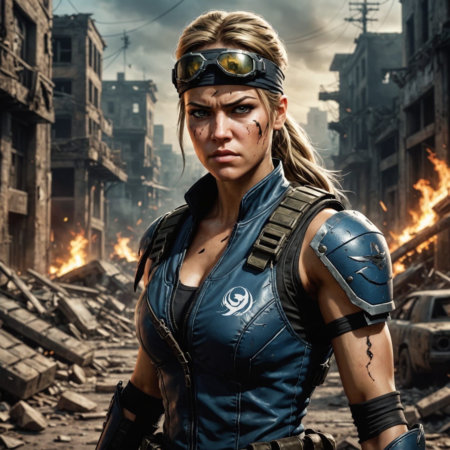 Sonya Blade Fan Art: Tactical Military Outfit in Urban Setti...