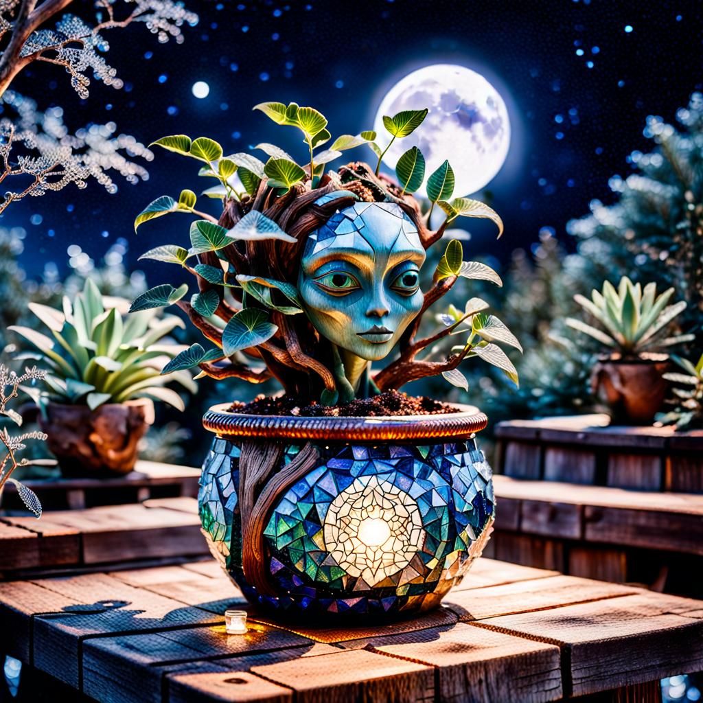 Alien Girl Plant in Stuckism Dreamscape