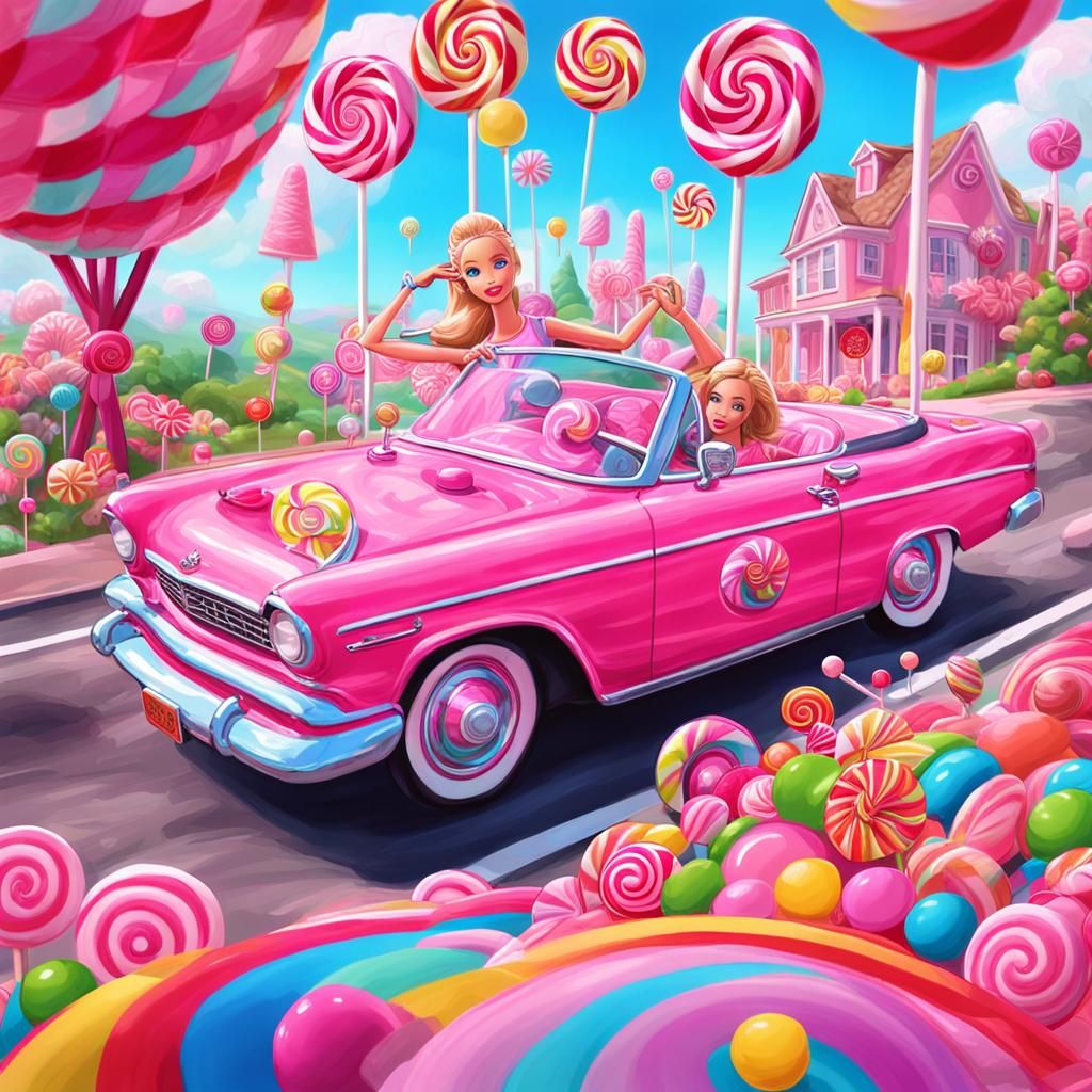 Barbie's Candy Adventure: Hyperrealistic Digital Illustratio...