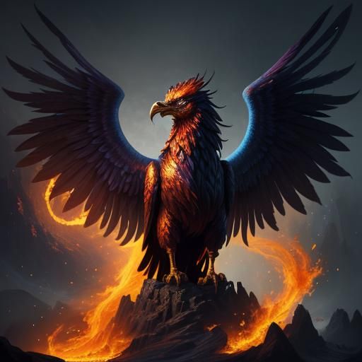 Phoenix in Blazing Inferno: A Digital Matte Painting