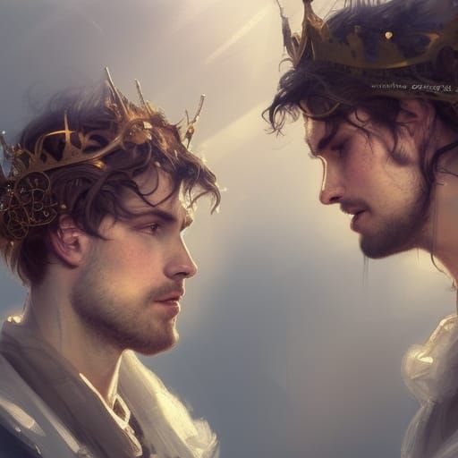 Two Young Men with Crown: Detailed Portrait